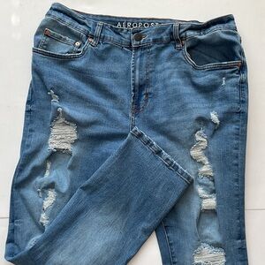 Aeropostale Ripped Athletic Slim Jeans